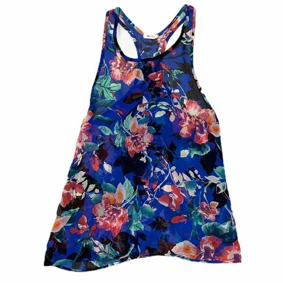 Everly Floral Racerback Tank Top Blue Size Small - Picture 4 of 10